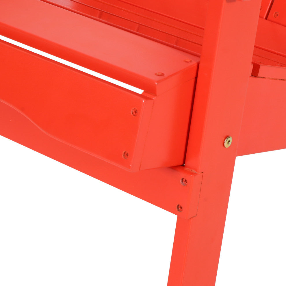 Cartagena Outdoor Acacia Wood Folding Adirondack Chair, Set of 4, Red