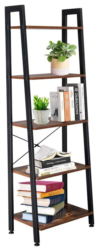 Industrial 5-Tier Bookshelf, Free Standing Plant Storage Shelf