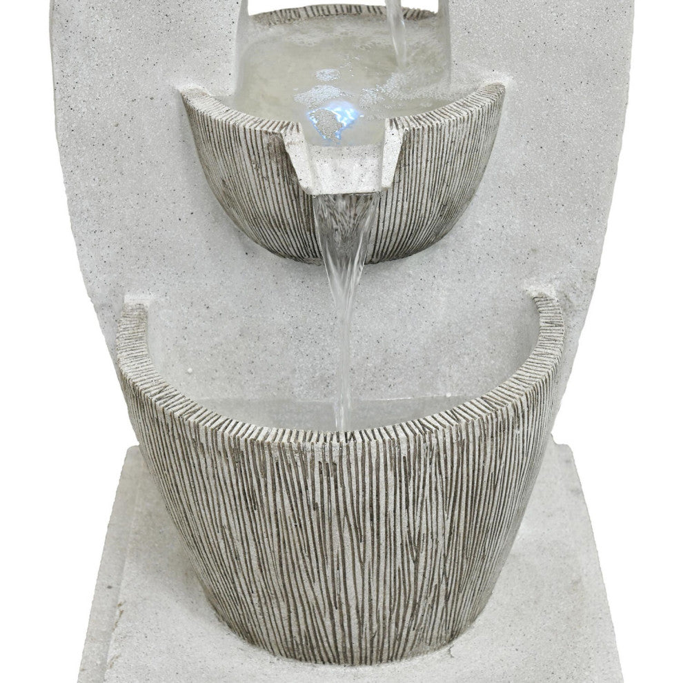 32.5" Contemporary Basin Indoor/Outdoor Garden Fountain, LED Lights
