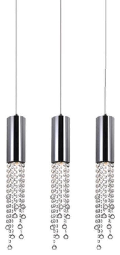 Extended 3 Light Multi Light Pendant With Chrome Finish