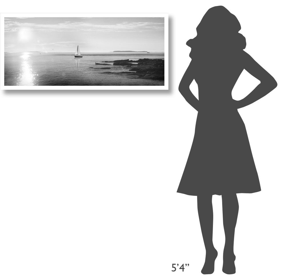 "Evening Sail Black and White" Digital Paper Print by Sue Schlabach, 42"x19"