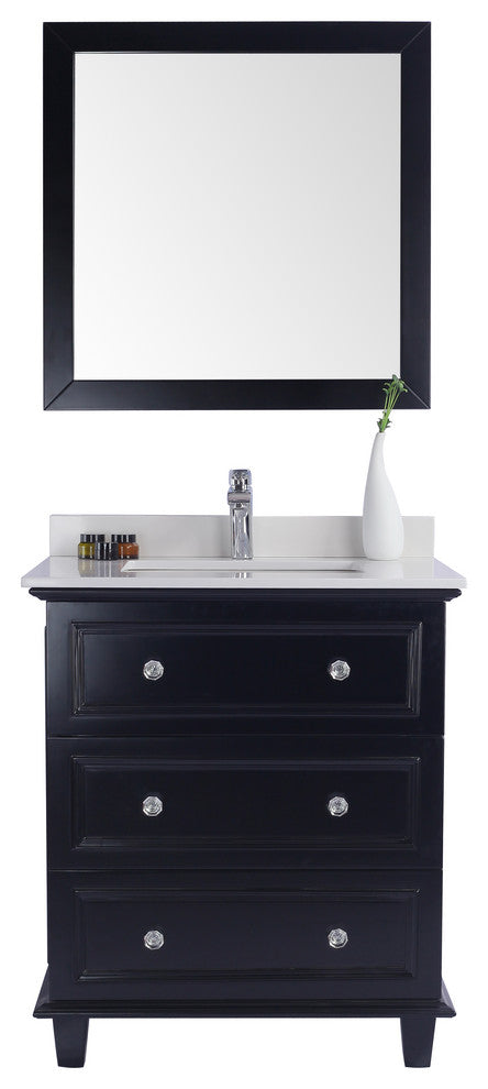 Luna, 30" Espresso Cabinet With White Quartz Countertop