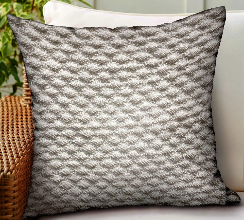 Plutus Monroe Bisque Brown Dobby Luxury Outdoor/Indoor Throw Pillow, 16"x16"