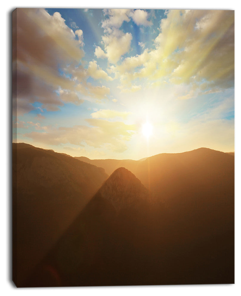 Sunset over Gloomy Mountains, African Landscape Canvas Art Print, 30"x40"