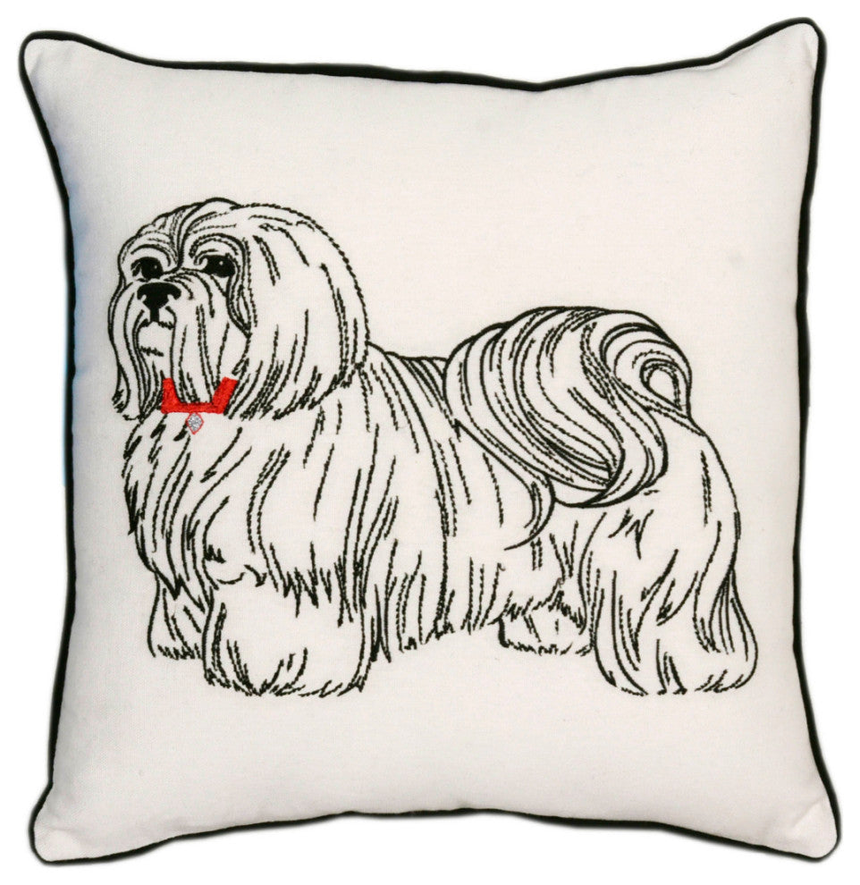 Embroidered Shih Tzu Dog Pillow