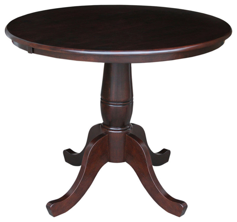 Round Top Pedestal Table, Rich Mocha, 36 Inch Round