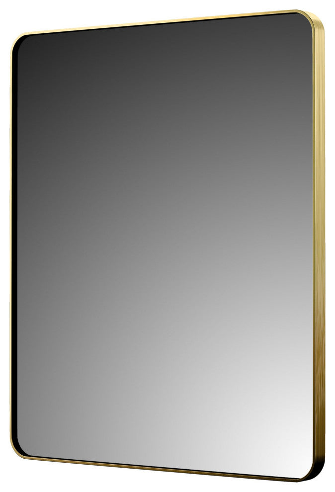 Rectangular Aluminum Framed Wall Mounted Bathroom Mirror, Brushed Gold;, 24" X 30";