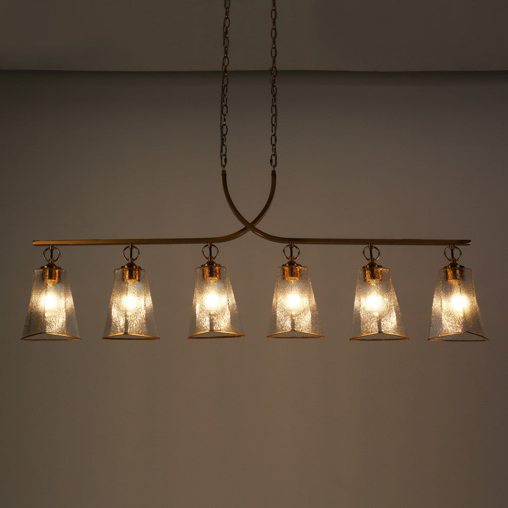 LNC Sduiaor 6-Light 55" Modern Linear LED Kitchen Island Light, Gold