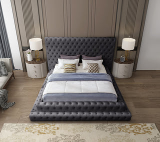 Revel Velvet Upholstered Bed, Gray, King
