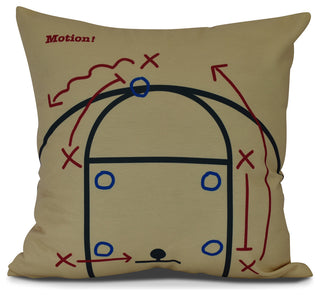 Motion!, Geometric Print Pillow, Gold, 26" x 26"