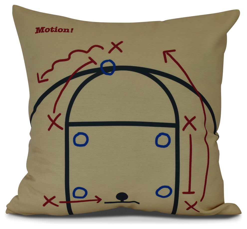 Motion!, Geometric Print Pillow, Gold, 26" x 26"