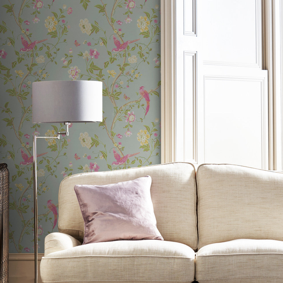 Laura Ashley Summer Palace Wallpaper, Duck Egg