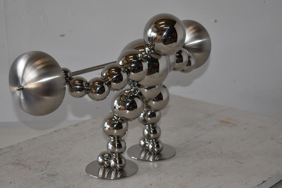 Modern Art Weightlifter Second Pull Position Chrome Statue Size: 20" x 9" x 12