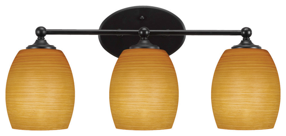 Capri 3-Light Bath Bar, Matte Black/Cayenne Linen