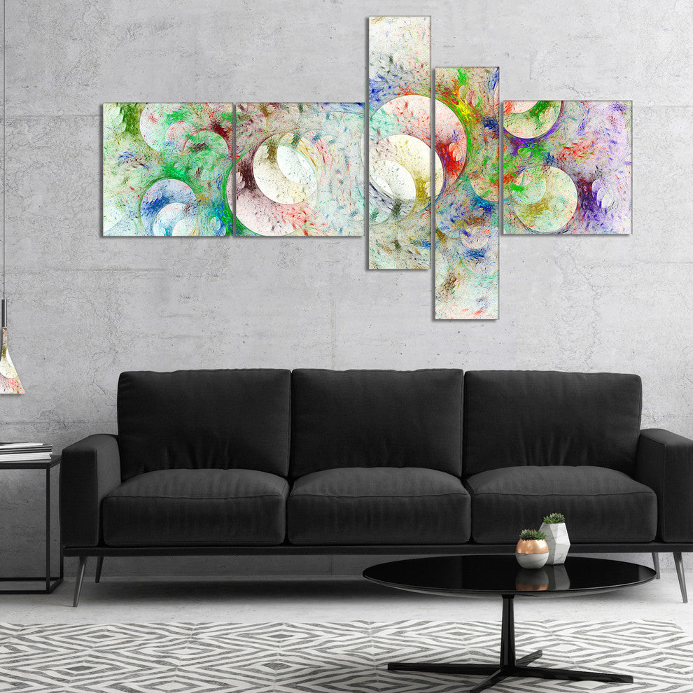 White Fractal Ornamental Glass, Abstract Canvas Art Print, 60"x32", 5 panels