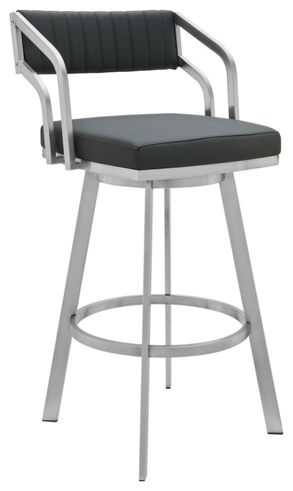 Scranton Swivel Modern Metal and Slate Gray Faux Leather Bar and Counter Stool