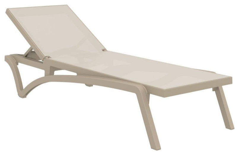 Compamia Pacific Sling Chaise Lounge Taupe Beige Finish