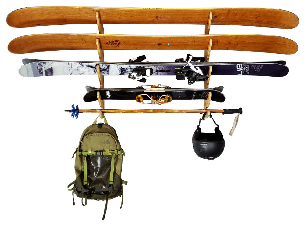 Ski Rack - The Hallsteiner Series Horizontal Ski Wall Mount, Birch, Pro
