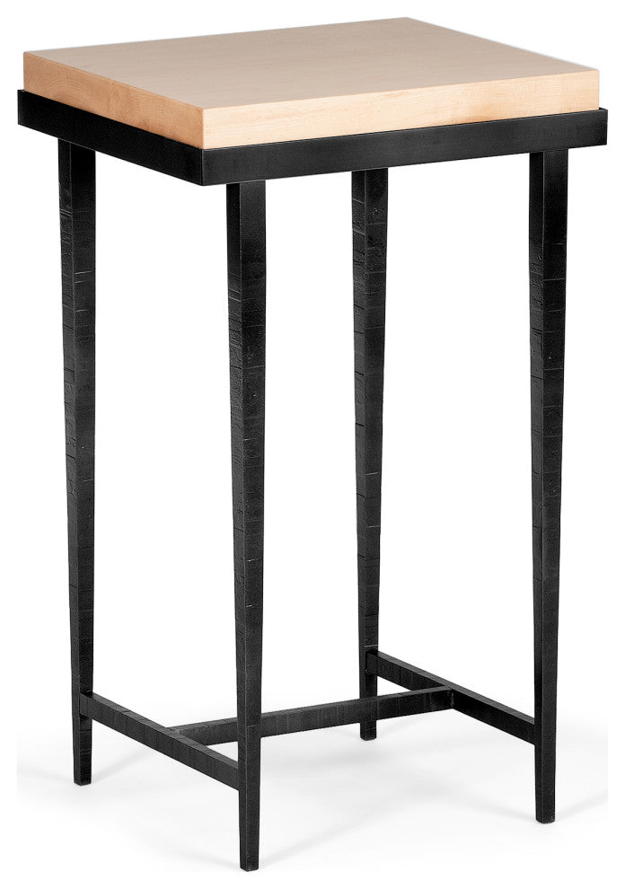 Wick Side Table, Black Finish, Maple Natural Accents