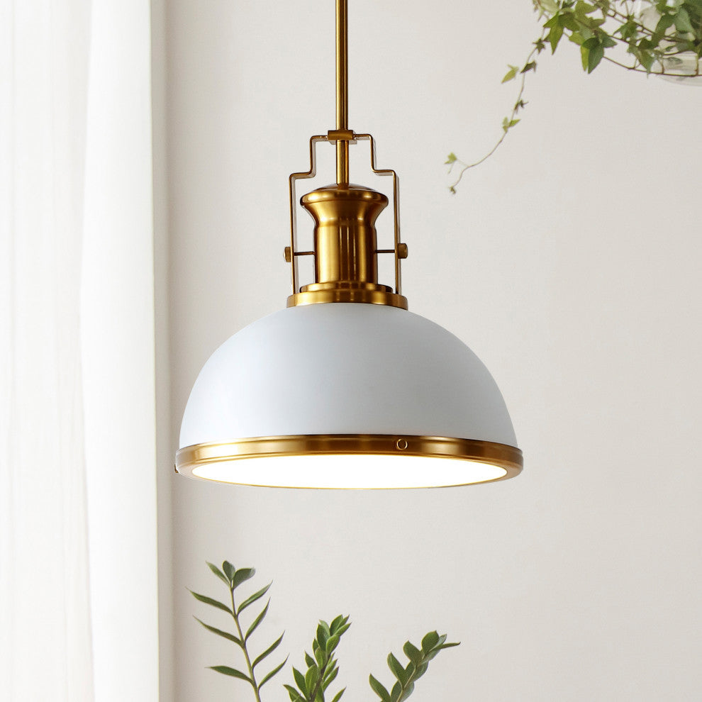 Stella Moravian Star Metal/Glass LED Flush Mount, Brass Gold/White, 13" Width