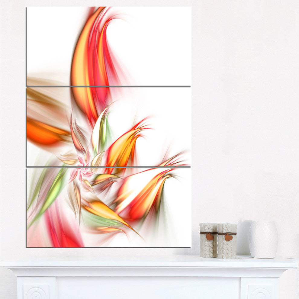 "Orange Pink Fractal Floral Shapes" Metal Wall Art, 3 Panels, 28"x36"