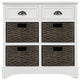 Tall Nightstand, Acacia Wood Frame With Drawers & Wicker Baskets, White