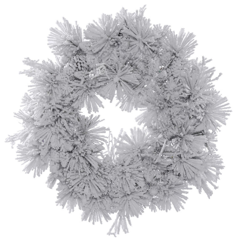 30" Flock Alberta Wreath W/Cones 110Tips