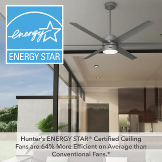 Hunter 72" Solaria Outdoor Matte Silver Ceiling Fan With LED Light and Remote