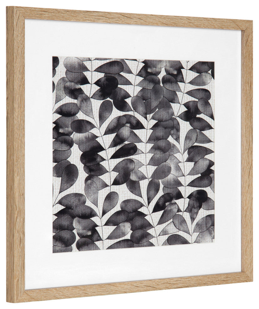 Black And White Florals Rustic Art Set, Natural 5 Piece