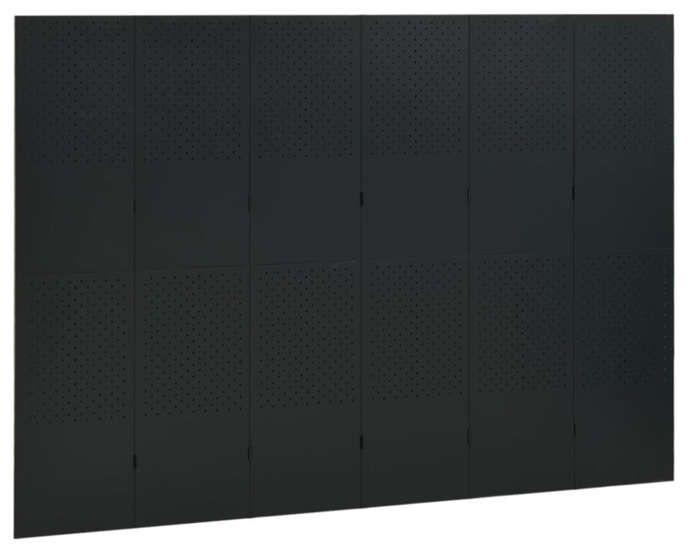 Vidaxl 6-Panel Room Divider Black 94.5"x70.9" Steel