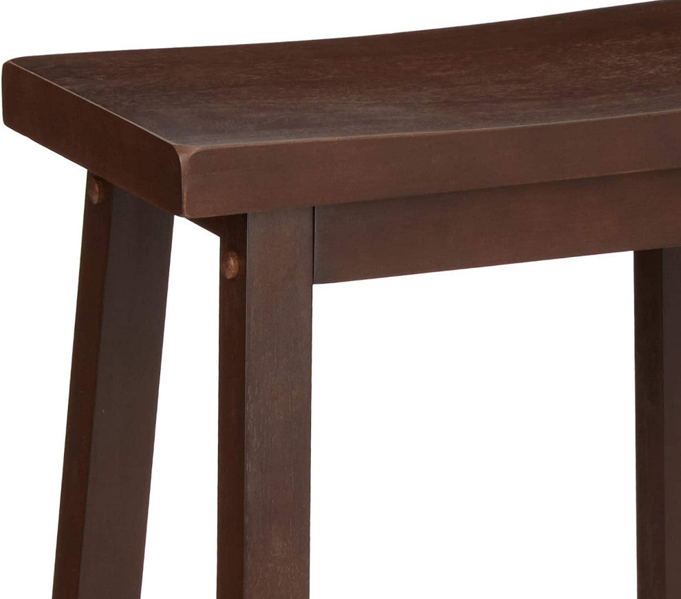 Solid Wood Saddle-Seat Kitchen Counter Barstool, 29-Inch Height(Set of 2)