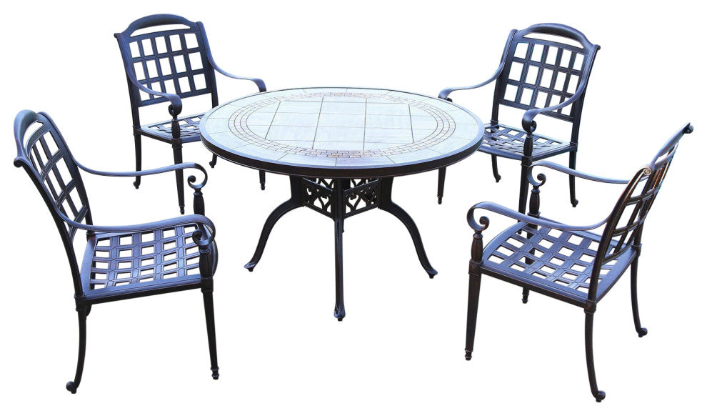 Agora 5-Piece Dining Set With Brown Sunbrella Cushions Outdoor Patio Furniture