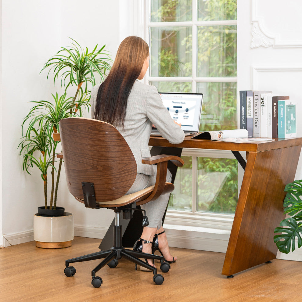Beige Gaslift Adjustable Swivel Office Chair