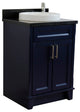 25" Single Sink Vanity, Blue Finish With Black Galaxy Granite And Round Sink