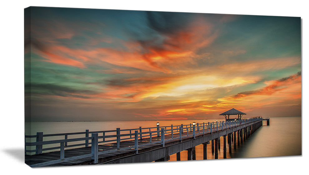"Wooden Bridge Under Wonderful Sky" Sea Pier Wall Art, 40"x20"