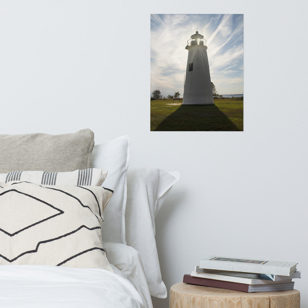 Turkey Point Lighthouse with Sun Flare Unframed Wall Art Prints, 16" X 20"