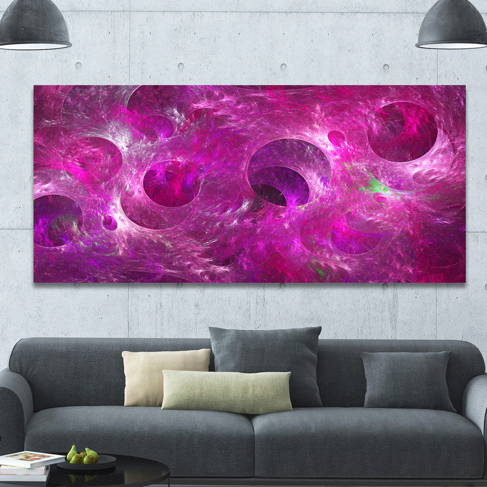 Dark Pink Fractal Glass Texture, Oversized Abstract Canvas Art Print, 60x28