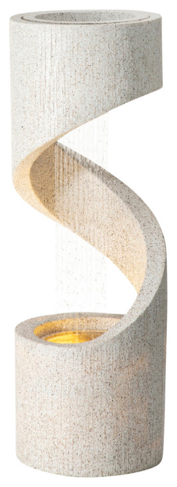 Faux Terrazzo Spiral Shaped Polyresin Fountain