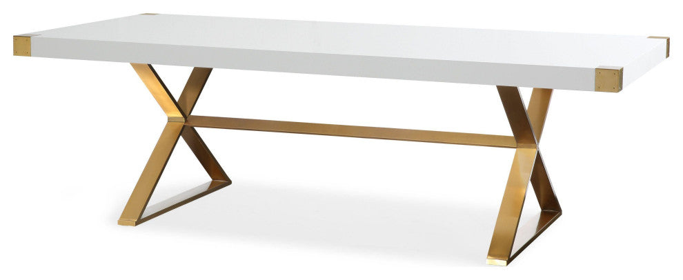 TOV Furniture Adeline White Lacquer Dining Table