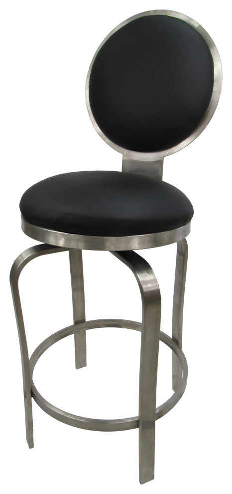 529 Stainless Steel Counter 26" 30" Bar Stool, Black, 26"