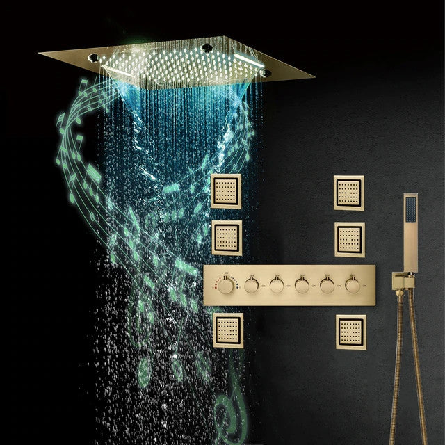 Led Musical Shower System With Hand Shower, Style 5 - Phone Control