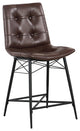 Set of 2 Leatherette Counter Height Stool, Brown