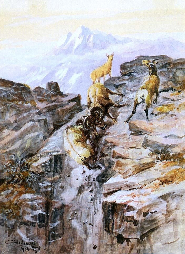 Charles Marion Russell Big Horn Sheep, 18"x27" Wall Decal