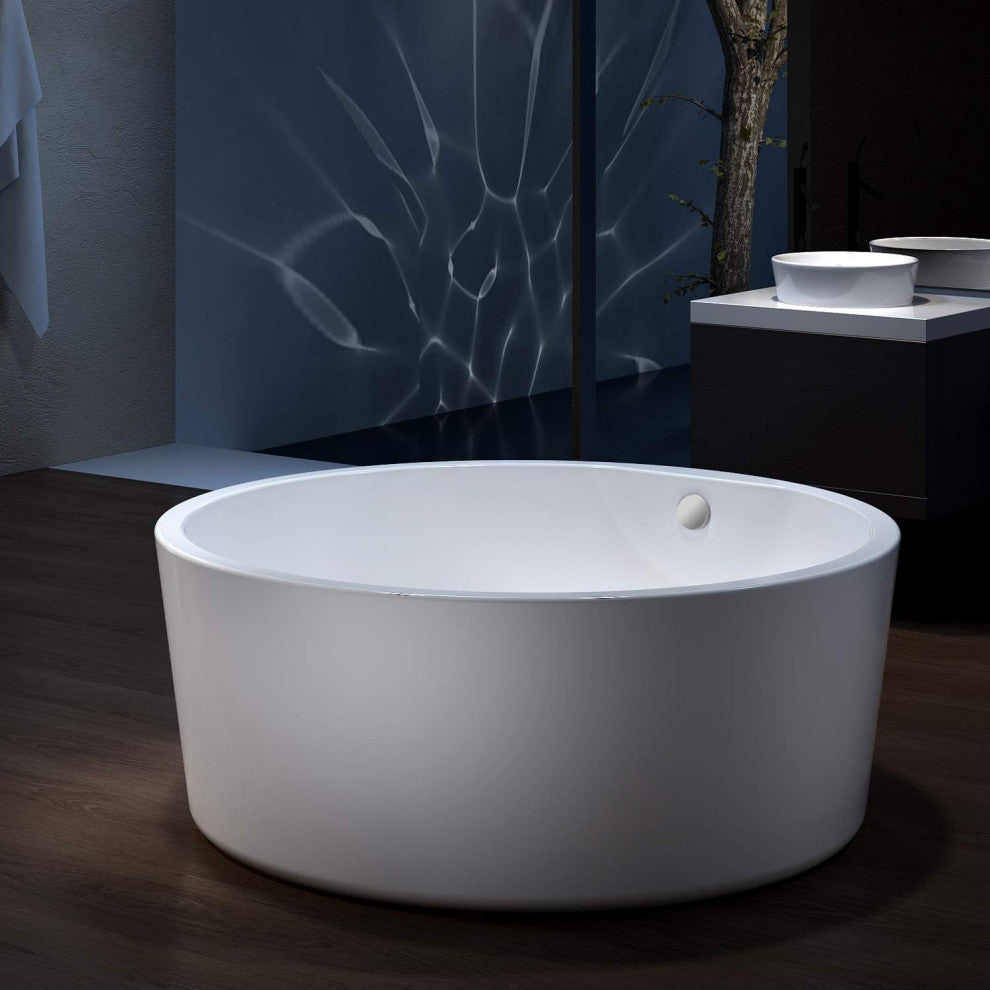 HEATGENE 59" Acrylic Freestanding Bathtub Contemporary Soaking Tub