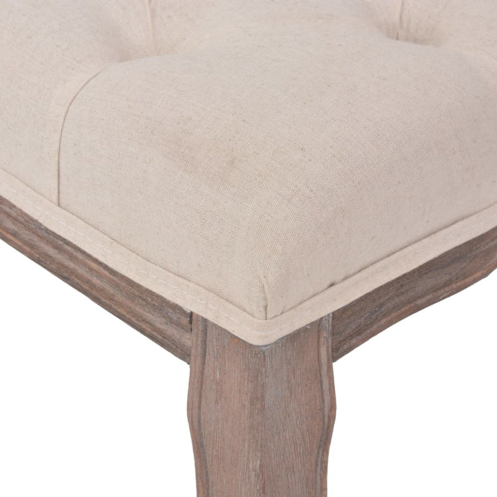 vidaXL Entryway Bench Dining Bench for Bedroom Fabric Solid Wood Cream White