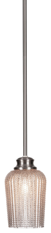 Cordova 1-Light Stem Hung Pendant, Brushed Nickel/Silver Textured