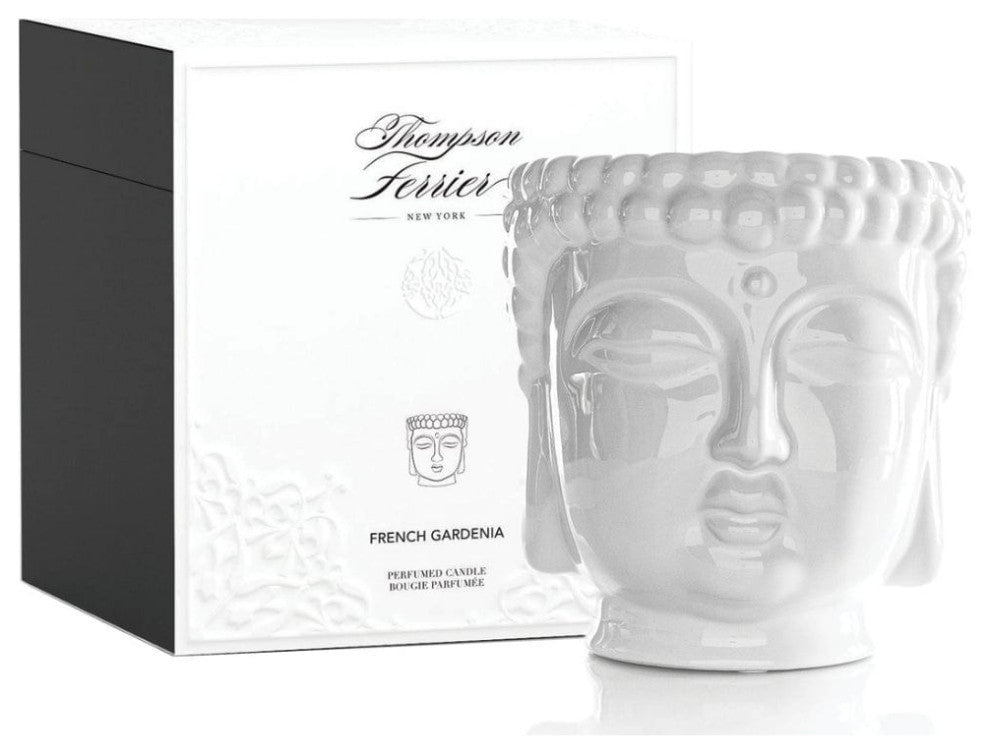 Metallic Buddha 3-Wick Scented Candle, White