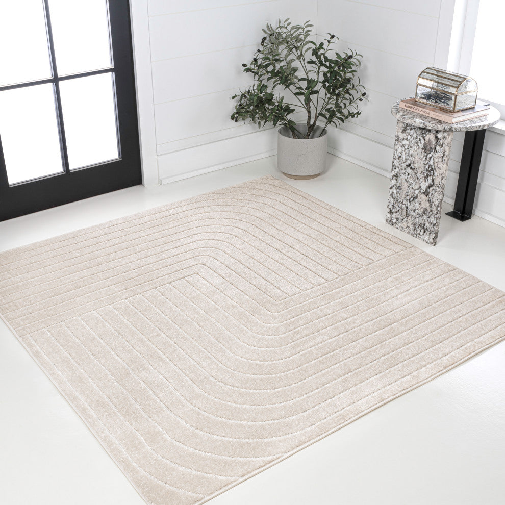 Odense High-Low Minimalist Angle Geometric Indoor/Outdoor Area Rug