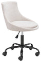 Beige Linen Look Round Armless Rolling Office Chair
