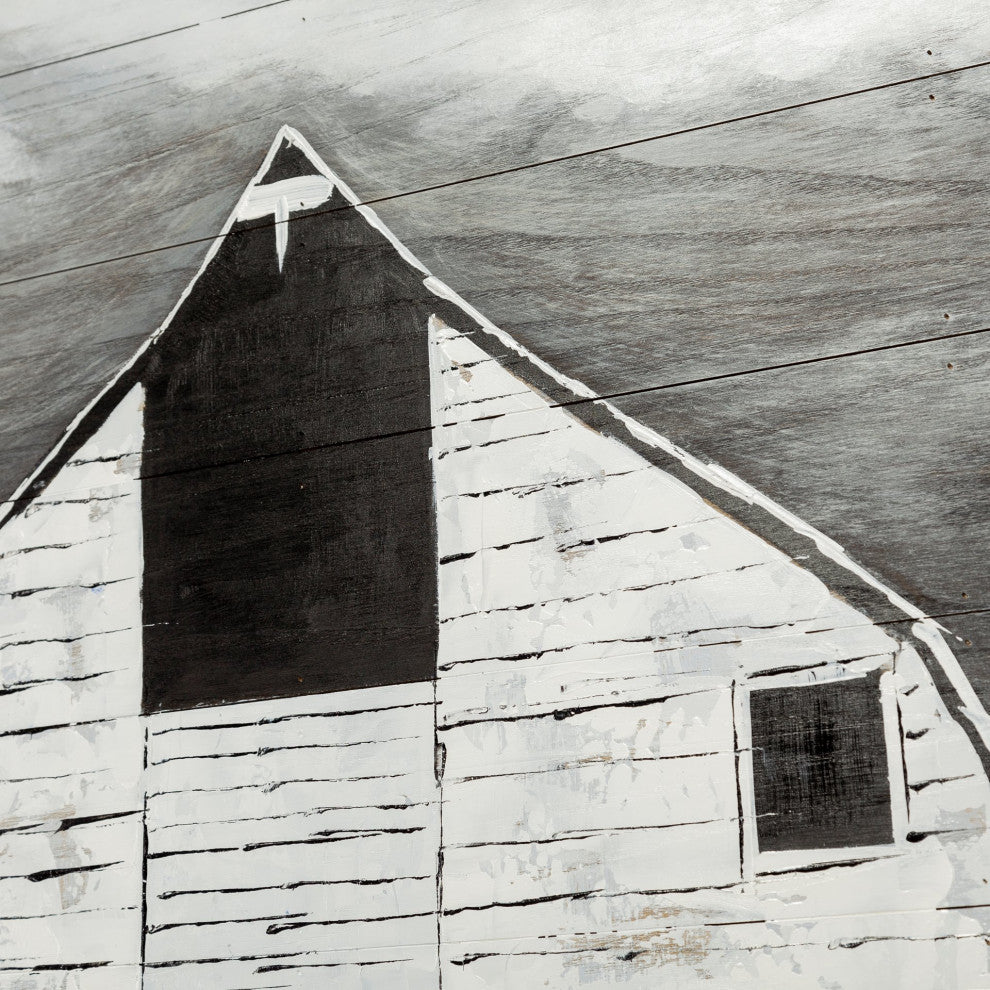 Sawmill Creek Farmhouse White Barn Original Hand Painted on Wood Oil Painting
